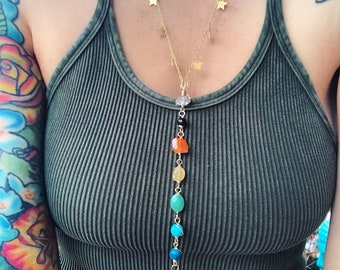 CHAKRA necklace // star necklace // rainbow necklace // gold stars // made to order