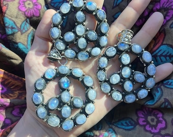 Genuine MOONSTONE PEACE pendant // Tibetan silver large focal pendant necklace // bohemian gift