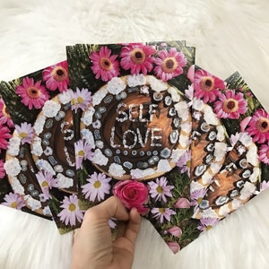 AMOR PRÓPRIO - 5 CARTÕES POSTAIS - conjunto de 10 - Arte em cristal original impressão colorida de alta qualidade - cartão mantra cartão de agradecimento de boas vibrações