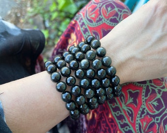 Sheen OBSIDIAN BRACELET // 10mm stretch bracelet // stacking gemstone healing crystals bracelet