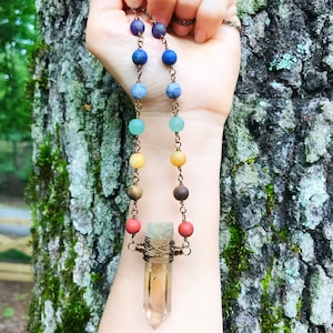 NATURAL CITRINE CHAKRA necklace // wire wrapped brass // unisex jewelry