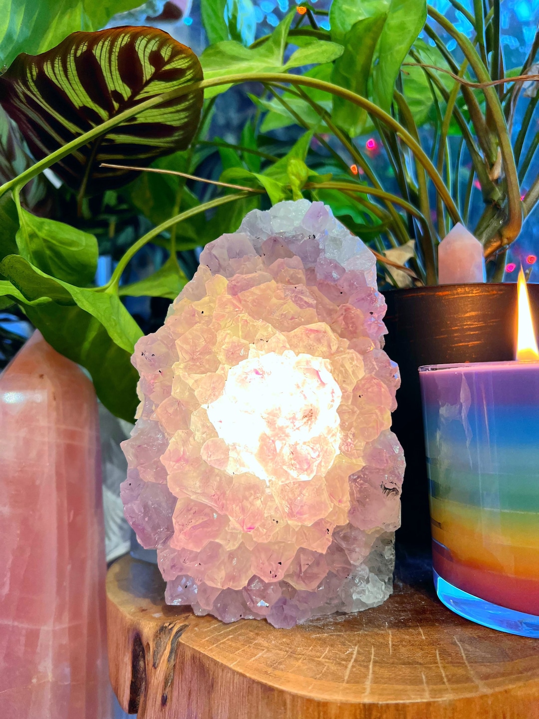 28. AMETHYST CRYSTAL LAMP // cord and bulb gemstone lamp // gift crystal lover collector