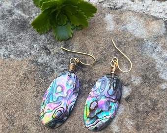 OOAK ABALONE SHELL drop earrings // gold filled