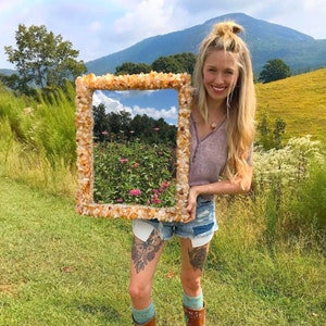 CITRINE GOLDEN AMETHYST Crystal Mirror // MADe To ORDEr 2-4 months lead time //  22&quot; x 18&quot; wooden