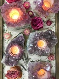 AA grade XL AMETHYST Cluster Candle holder - - free tealight