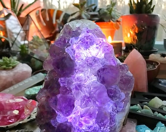 Amethyst Cluster Lamp: 8" Crystal Lamp with LED Dimmer Cord (chosen at random)