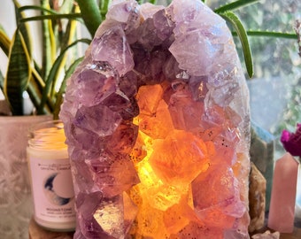 10. AMETHYST CRYSTAL LAMP // cord and bulb gemstone lamp // gift crystal lover collector