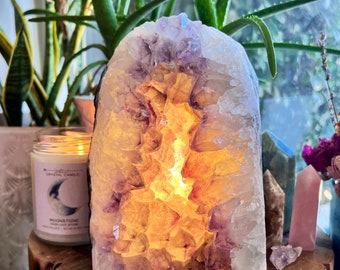 9. AMETHYST CRYSTAL LAMP // cord and bulb gemstone lamp // gift crystal lover collector