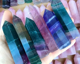 RAINBOW FLUORITE POINT / carved crystal collectors specimen