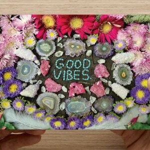 BON VIBES - 5 POSTCARDS - ensemble de 10 - Original Crystal art haute qualité impression couleur - carte mantra bonnes vibrations
