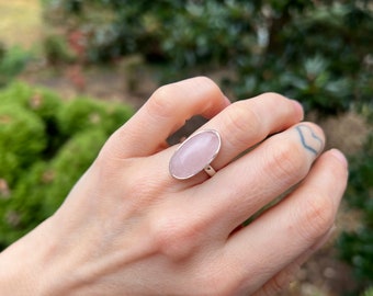 Size 10 ROSE QUARTZ RING // sterling silver solitaire ring // best friend holiday gift crystal gemstone