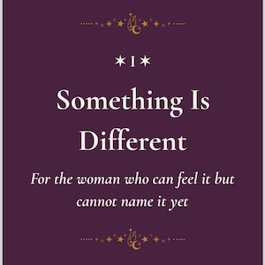 May include: A dark purple rectangular print featuring the text @ENDORAWASRIGHT at the top, followed by a gold star and crystal graphic. The centre text reads: I, Something Is Different, For the woman who can feel it but cannot name it yet. Endora was right. She usually is.