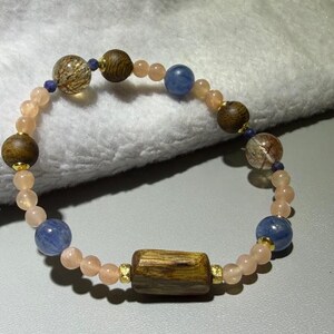 Sunstone Multi-gem Kynam Agarwood Bracelet, Hand-strung 5mm Beaded Bracelet, Stackable Gift for Her