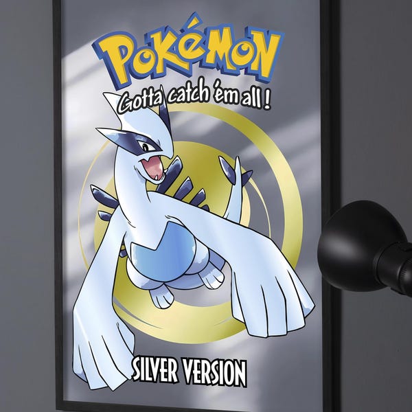 Pokémon Silver poster, videogameprint, gaming muurdecoratie, kamerdecoratie, gamer design, cadeau