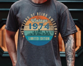Camicia per 50esimo compleanno per uomo Camicia vintage 1974 50esimo regalo per papà Idea regalo per 50esimo compleanno per lui Tee Friend 50 Birthday Decorazione Party Man