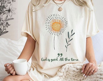 Boho Christelijk Shirt God Is Goede Vrouwen Bijbelvers Tshirt Jezus Kleding Vintage Bloemen T-shirt Comfort Kleuren Bloem Grafische Tee Geloof Gebaseerd
