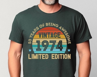 50.Geburtstag Shirt für Männer Vintage 1974 Shirt 50.Geschenk für Papa 50.Geburtstag Geschenkidee für ihn Tee Freund 50 Geburtstag Dekoration Party Man