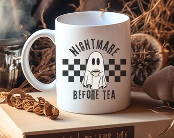 Tee-Liebhaber-Albtraum vor Tee-Retro-Geist-Tasse-niedlicher Halloween-15-Unzen-Kaffee-Tasse-Geschenk für Tee-Liebhaber-Herbst-lustige gespenstische Jahreszeit
