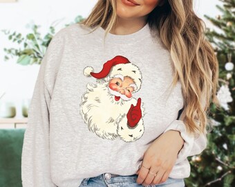 Christmas Sweatshirt,Retro Christmas, Women Christmas Santa Shirts,Cute Vintage Santa Shirt,Classic Christmas Shirt, Christmas Pullover