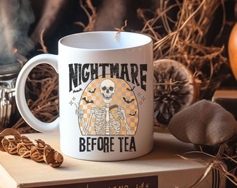 Tee-Liebhaber-Albtraum vor Tee-Retro-Geist-Tasse-niedlicher Halloween-15-Unzen-Kaffee-Tasse-Geschenk für Tee-Liebhaber-Herbst-lustige gespenstische Jahreszeit