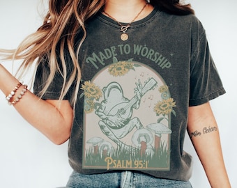 Aanbidding Boho Christian Shirt Psalm 95 Geloof Gift Comfort Kleuren TShirt Bijbelvers Tee Trendy Oversized Religieuze Jezus Kleding Cottagecore