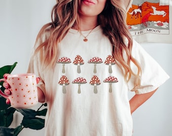 Aesthetic Mushroom Shirt Cottagecore Clothing Botanical Gift For Her Graphic Tee Plant Lover Tee Botanical Tshirt Cottage Core Fungus Shirt