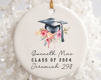 Personalized Name Graduation Ornament Custom Graduation Keepsake Christian Grad Gift For Graduate College High School Class 2024 Bible Verse