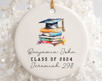 Personalized Name Graduation Ornament Custom Graduation Keepsake Christian Grad Gift For Graduate College High School Class 2024 Bible Verse