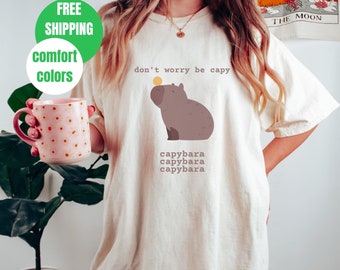 Capybara T Shirt Comfort Farben Capybara Shirt Capybara Geschenk für sie Capybara ist mein Geist Tierliebhaber süßes Tier Tee Haustier Liebhaber Geschenk