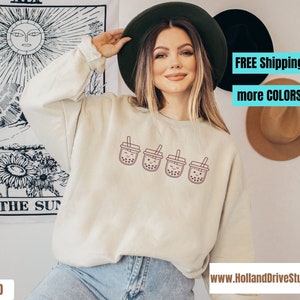 Boba Sweatshirt Katze Boba Sweatshirt Koala Boba Shirt Bubble Tea Sweatshirt Geschenk für Boba Liebhaber Geschenk für sie K-Pop Shirt K-Drama T-Shirt