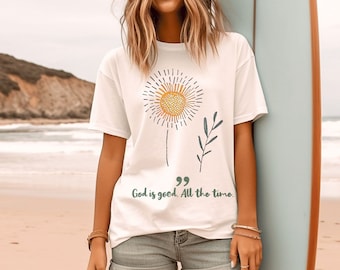 Boho Christelijk Shirt God Is Goede Vrouwen Bijbelvers Tshirt Jezus Kleding Vintage Bloemen T-shirt Comfort Kleuren Bloem Grafische Tee Geloof Gebaseerd