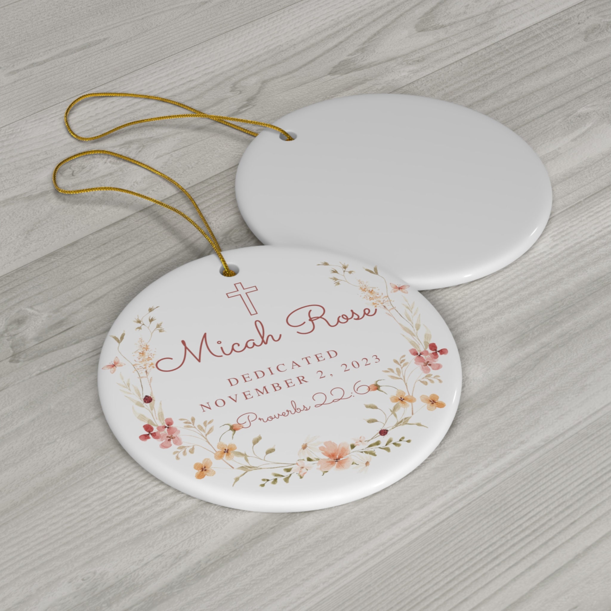 Personalized Baby Dedication Day Verse Porcelain Ornament Dedicate Gift for Boy Girl Custom Dedicate Child Christian Keepsake Religious Gift
