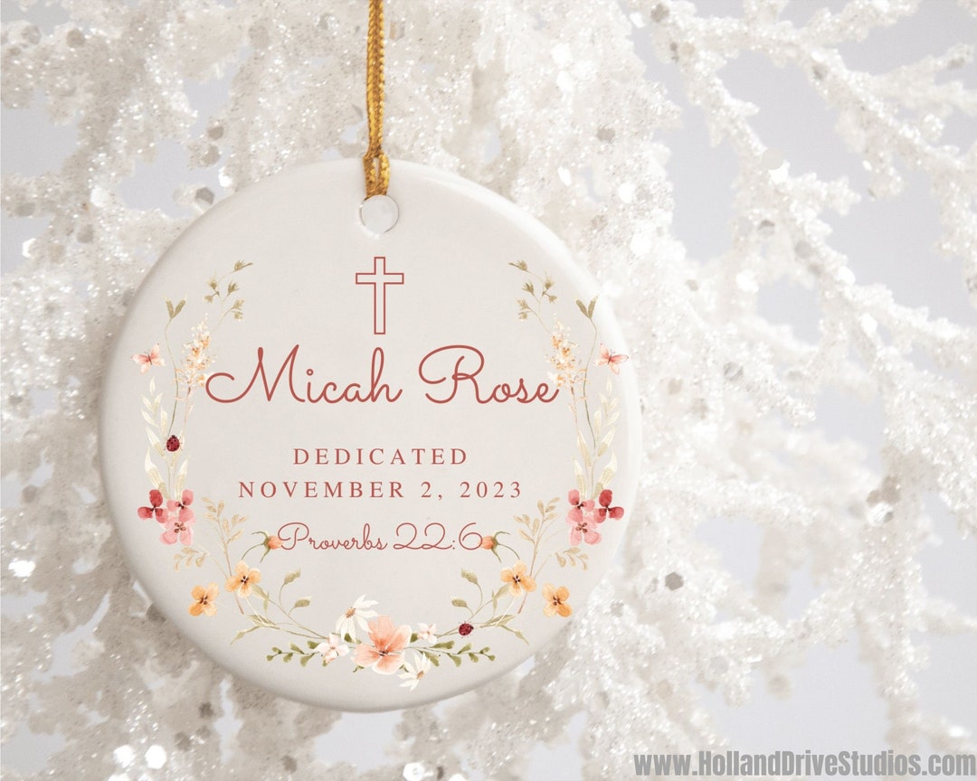 Personalized Baby Dedication Day Verse Porcelain Ornament Dedicate Gift