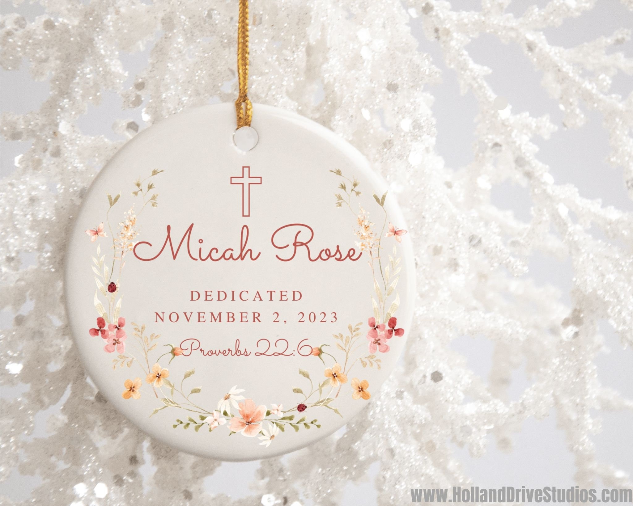 Personalized Baby Dedication Day Verse Porcelain Ornament Dedicate Gift for Boy Girl Custom Dedicate Child Christian Keepsake Religious Gift