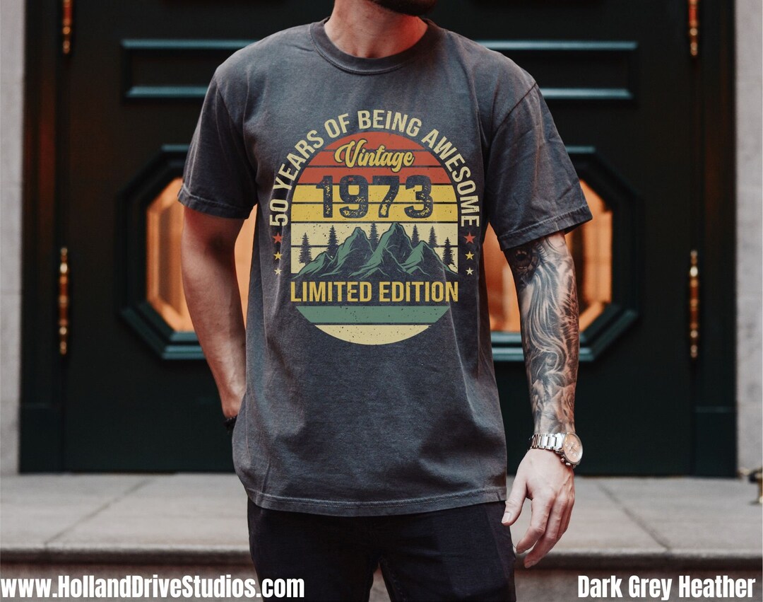 Vintage Since 1975 Shirt - Distressed 50th Birthday Gift For Men - Custom Year & Color - View #6