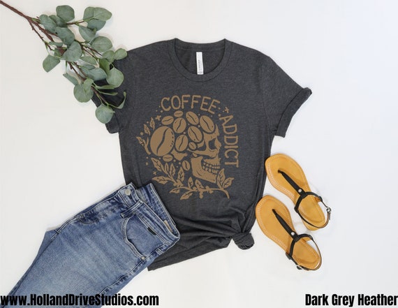 Coffee Addict Tee Fueled By Iced Coffee and Anxiety Shirt Create and Caffeinate TShirt Sarcastic Gift Trendy Coffee Lover T-Shirt Her Funny