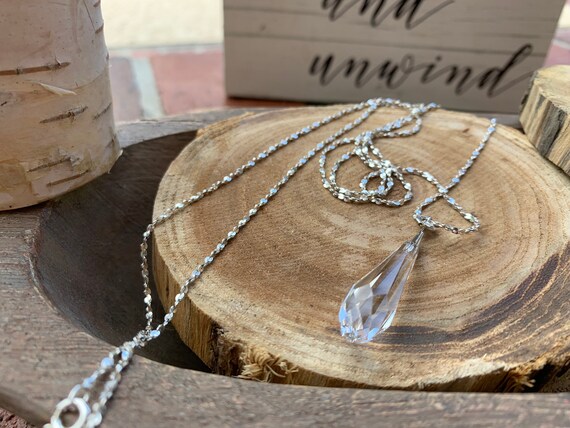 【CTHY】OBJECT NECKLACE RHODIUM SILVER STERLING SILVER NECKLACE- Rhodium Plated Crystal Necklace - Etsy