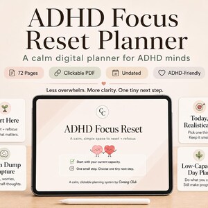 Adhd digital planner, adhd daily planner, adhd weekly planner, ipad planner, goodnotes planner, daily weekly monthly planner android