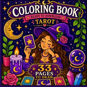Tarot Coloring Book Printable | 33 Pages to Color | Mystical Tarot Art PDF Download