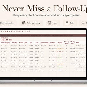 Client Tracker Spreadsheet & Task Tracker | CRM Template for Small Business | Lead Management Excel Google Sheets | Client Database CRM Pro image 9