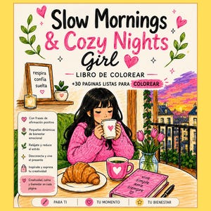 Coloring pages for markers or pencils, in a "cozy girl" style - more than 36 pages, instant digital download
