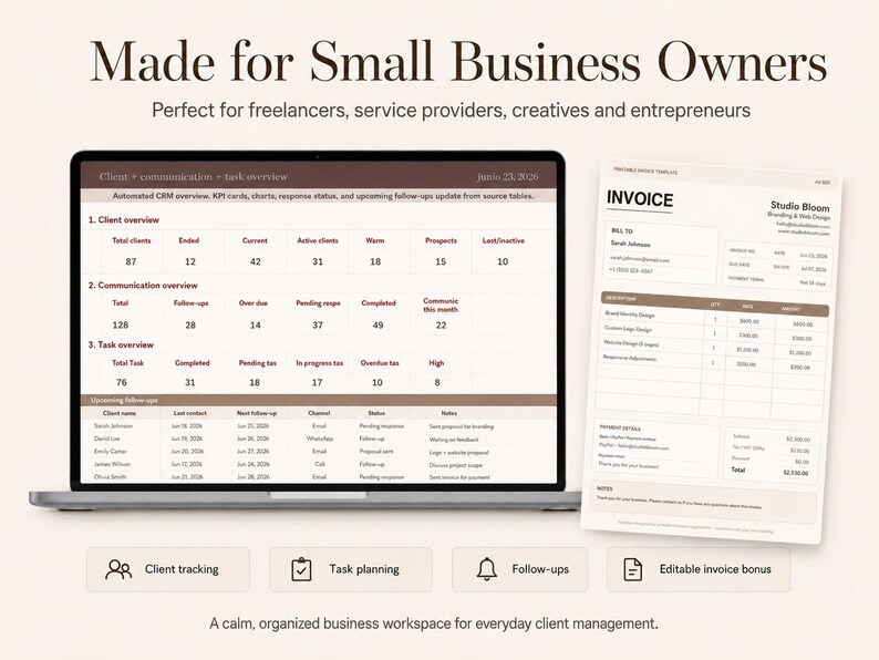 Client Tracker Spreadsheet & Task Tracker | CRM Template for Small Business | Lead Management Excel Google Sheets | Client Database CRM Pro image 6