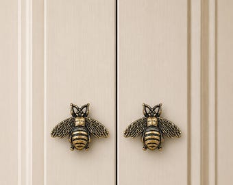 Vintage Bee Cabinet Knobs, Zinc Alloy Drawer Pulls, Retro Furniture Hardware (4-Piece Set)