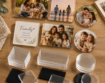 Kit fai da te per magneti da frigo in acrilico, set di magneti personalizzabili con foto, kit per la creazione di magneti da frigo per regali fai da te e piccole imprese