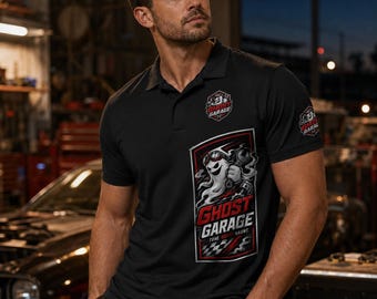 Polo de garage fantôme personnalisé, uniforme de travail personnalisé pour l'équipage de la fosse de course mécanicien, logo numéro de nom, chemise homme femme