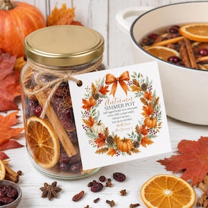 Autumn Simmer Pot Gift Tag Canva | Editable Fall Simmer Potpourri Printable | Digital Download | Client Coworker Teacher Gift