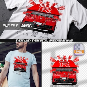 Rotes Godzilla JDM GTR Japan Tokyo Auto-T-Shirt