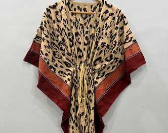 Short Ajrak Kaftan, Bagru Print, Pure Mulmul Cotton Summer Dress