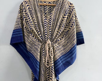 Short Kaftan, Bagru Print, Pure Mulmul Cotton, Summer Wear