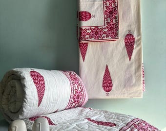 king size double bed comforter (bedcover) 100% pure cotton quilted both side reversible